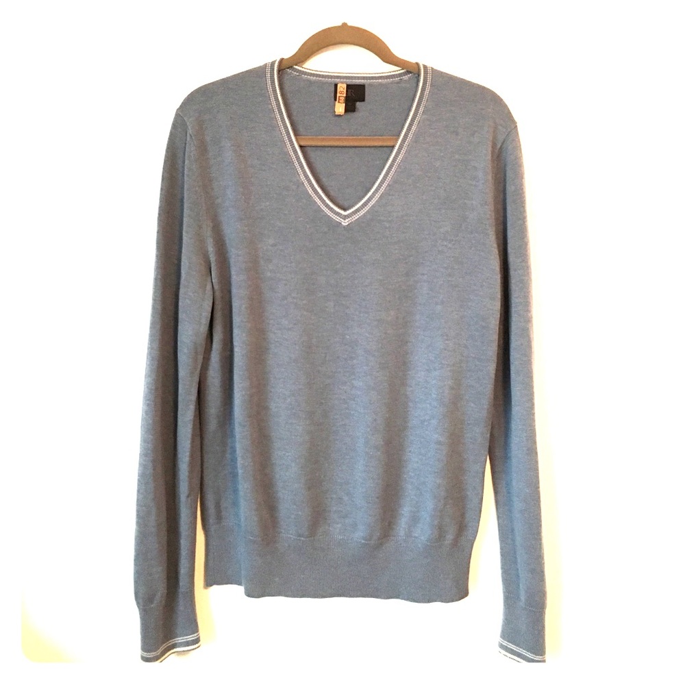 Light Blue Silk/Cashmere V-Neck Sweater