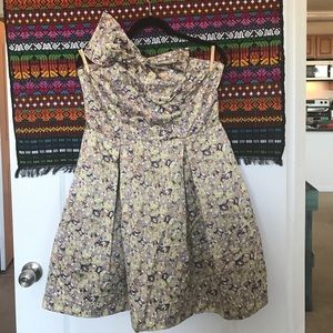 Floral Strapless Dress with Bow