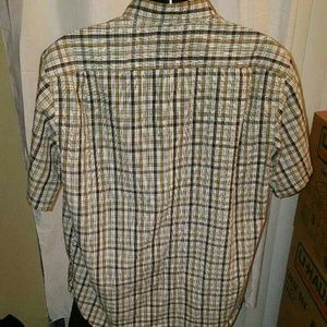 George men's short sleeve casual Plad shirt sz lar