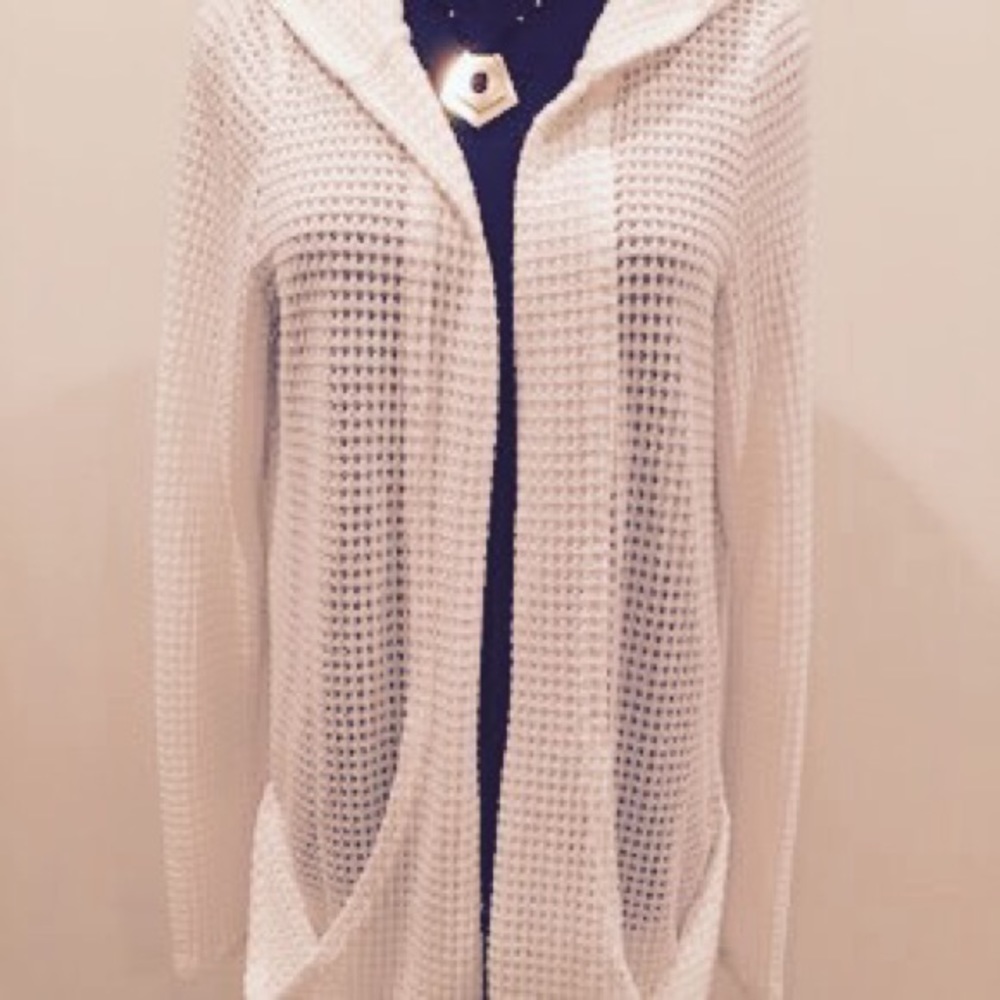 Open Front Off White Cardigan