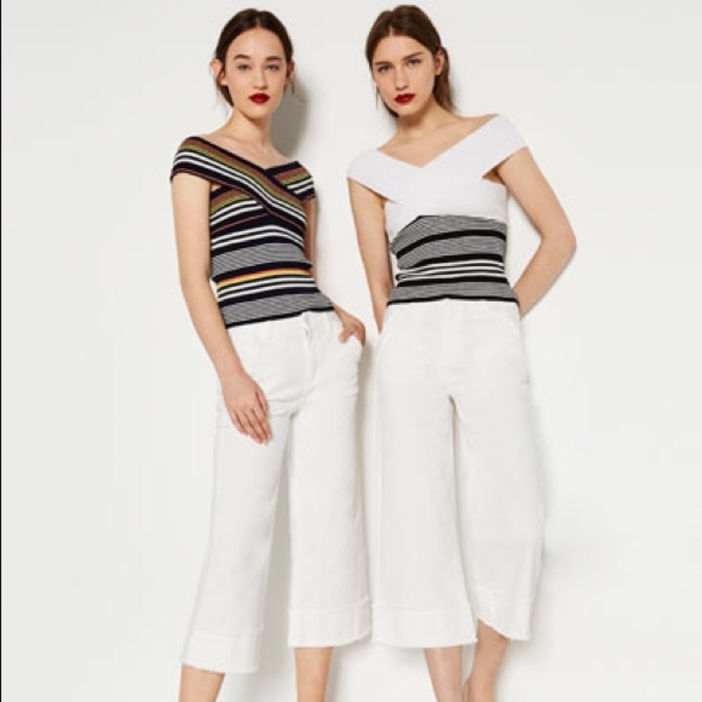 Zara Striped Off Shoulder Top