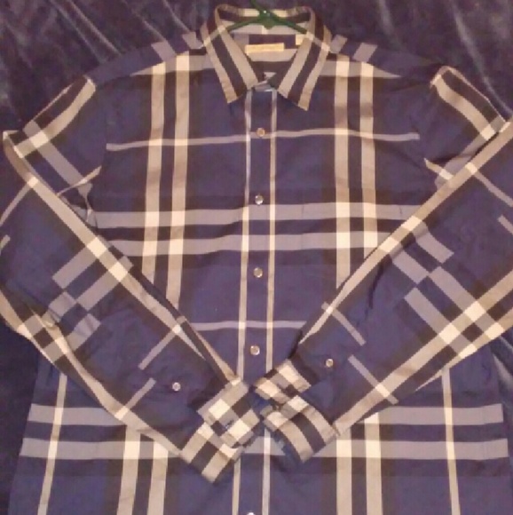 Burberry Button Up Blue Large - Picture 1 of 3