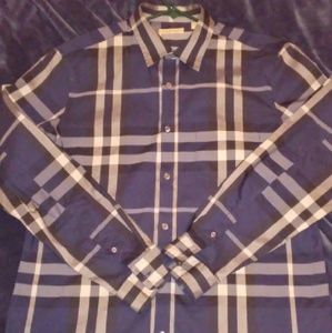 Burberry Button Up Blue Large