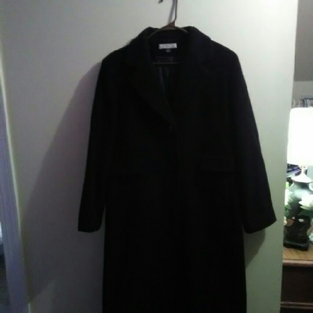 Black 3 button down wool trench coat