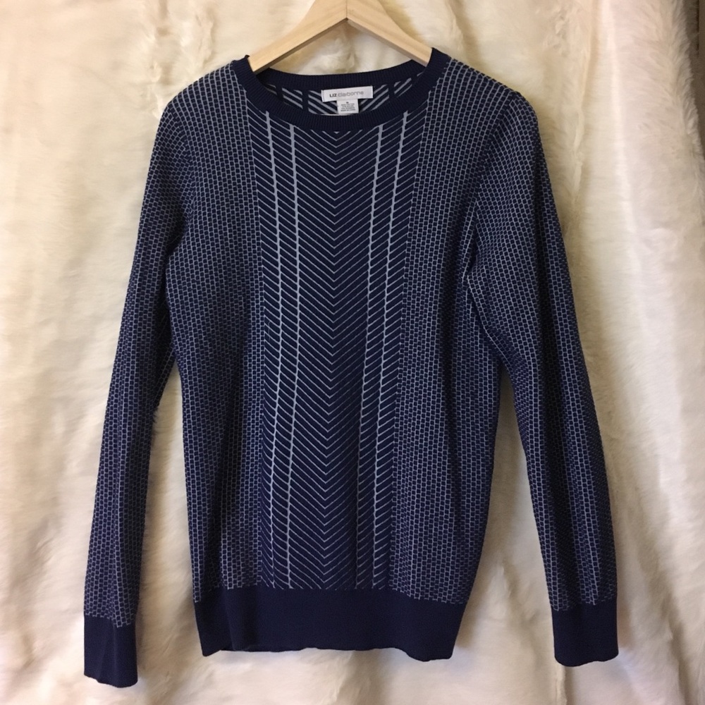 Liz Claiborne sweater//blue and light gray