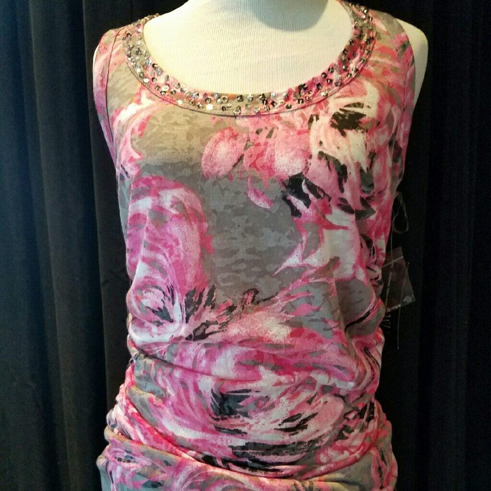 INC sparkle neck tank top