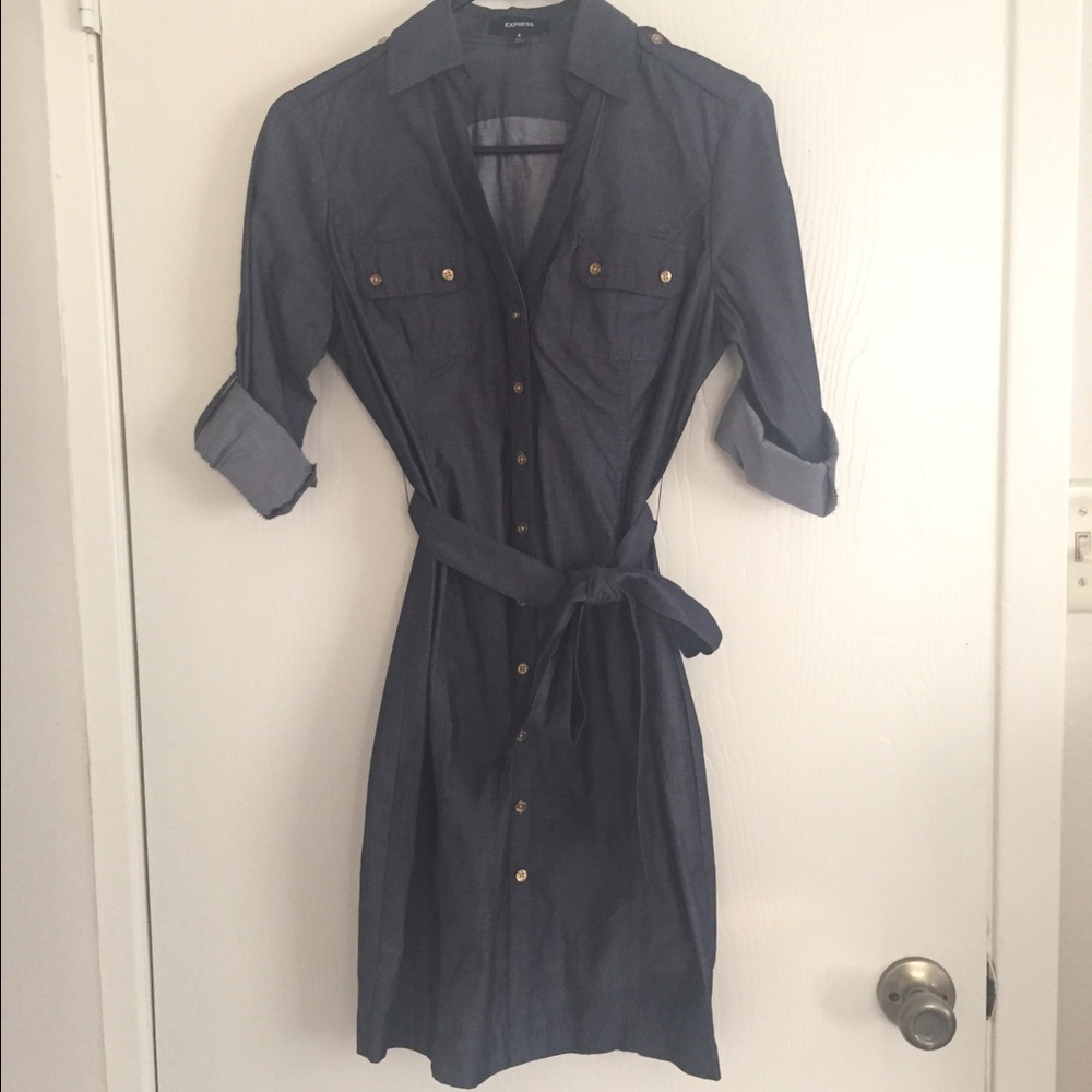 Express chambray button down dress