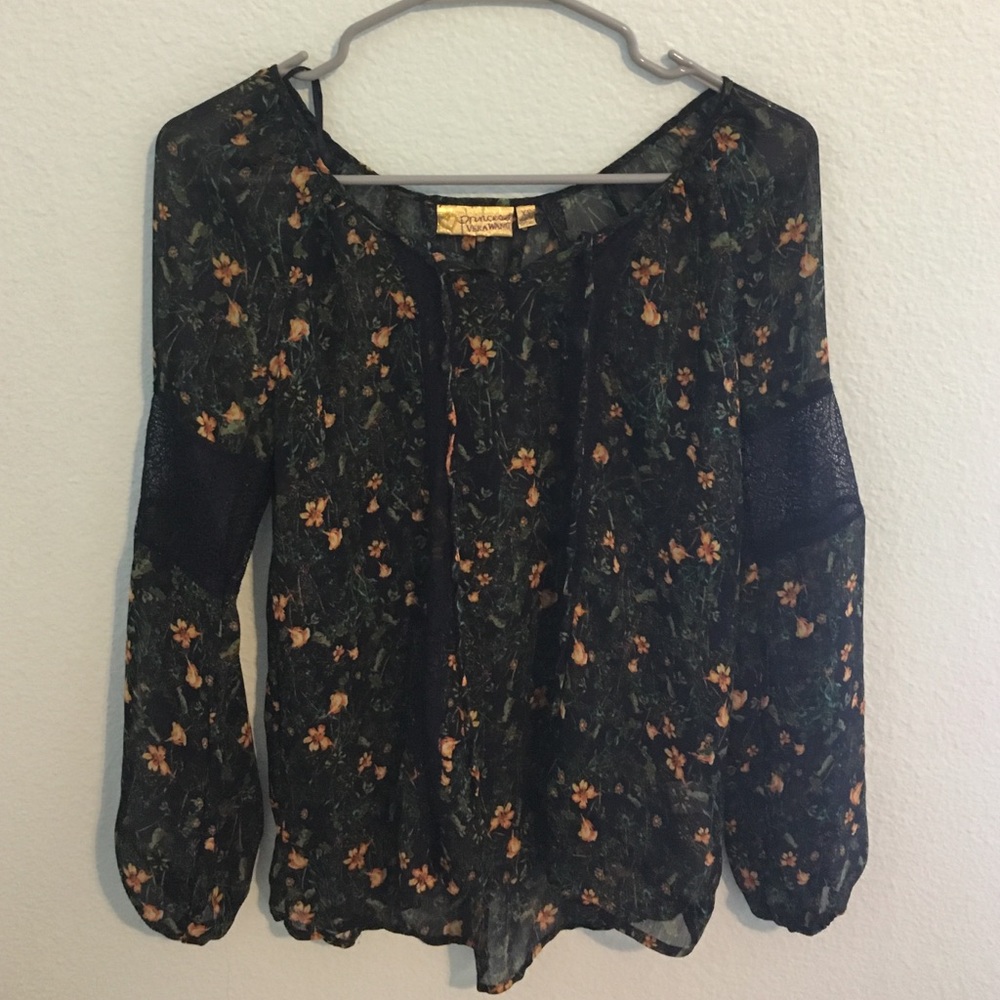 Floral Navy Lace Blouse