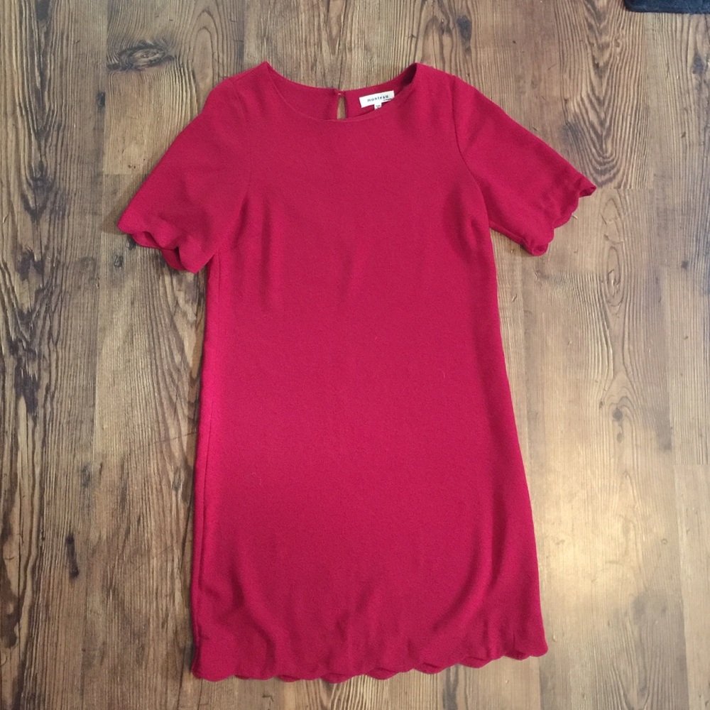 Red Scallop Shift Dress