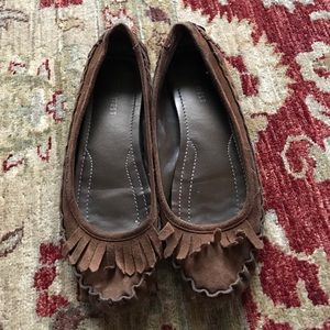 Suede moccasin flats