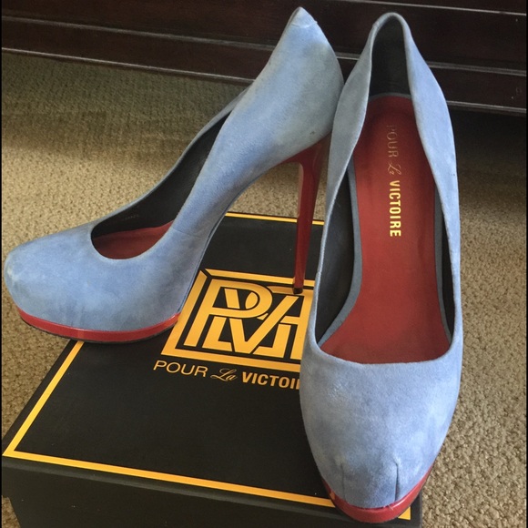American Express Blue suede Pour La Victoire platforms