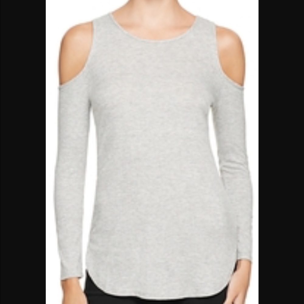 NWT Aqua grey ribbed cold shoulder top