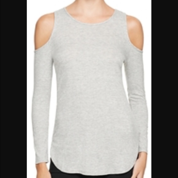 NWT Aqua grey ribbed cold shoulder top - Picture 1 of 2
