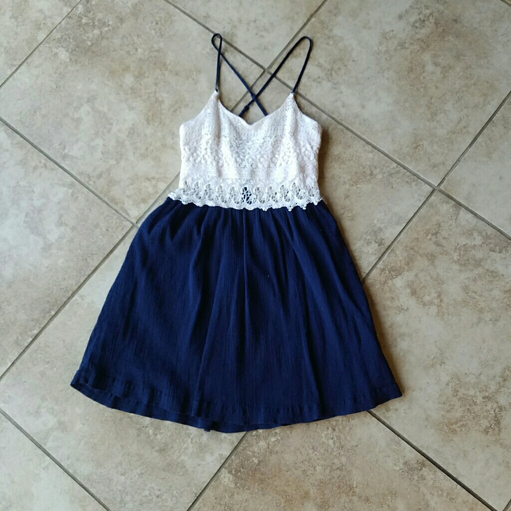 Navy blue and white dress size small