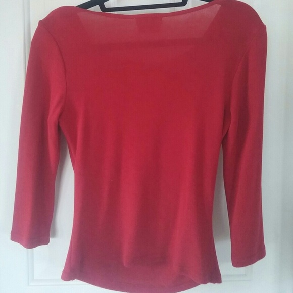 Red drape neck knit top - Picture 3 of 3