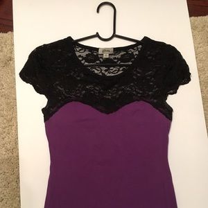 Purple and black lace Guess top