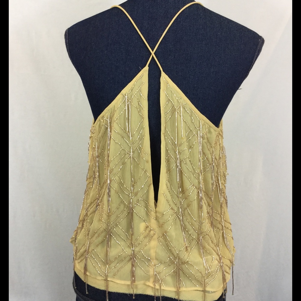 FIRMπ―FREE PEOPLE New Medium Beaded Open Back Top - Picture 3 of 4