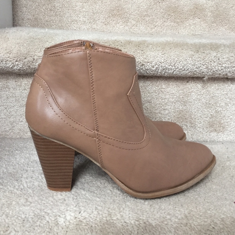 tan faux leather booties