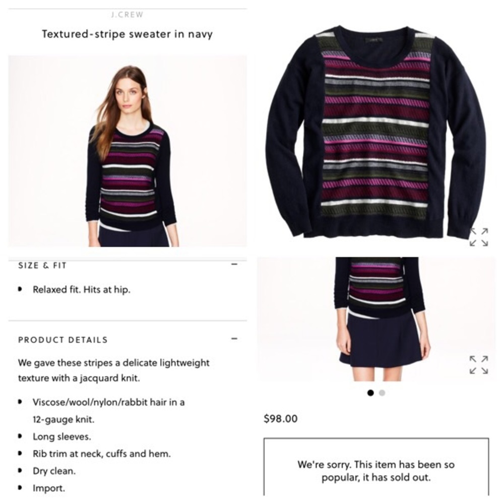 NWT Jcrew sweater - sold out and popular size XL - Picture 4 of 4