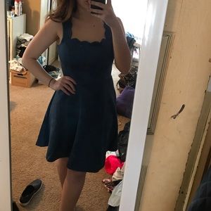 Francesca's Scallop Top Faux Suede Dress