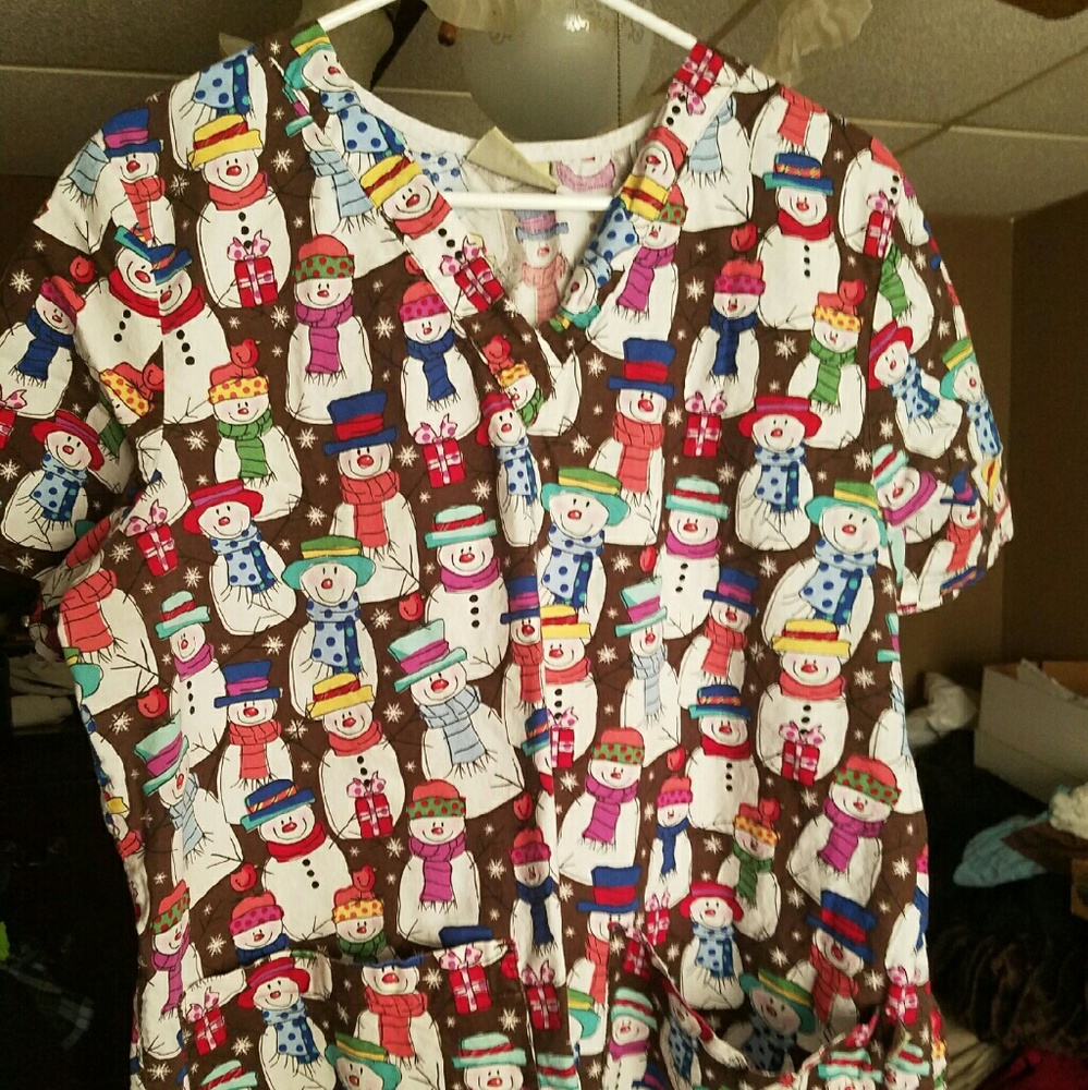 Super fun snowman scrub top
