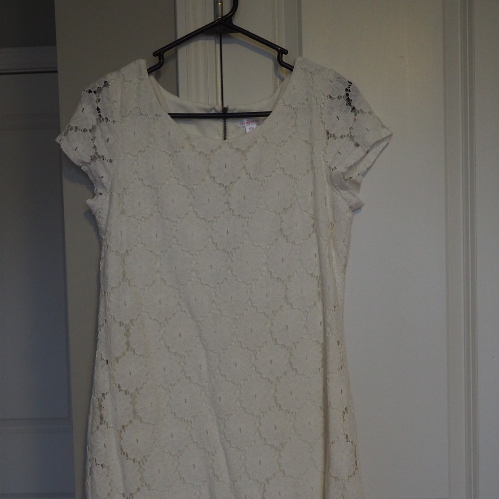 White Target Midi Lace Dress