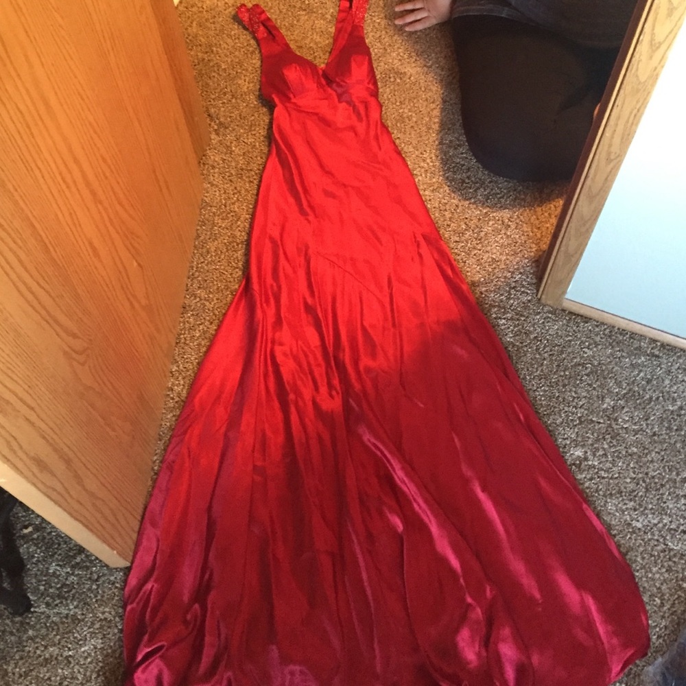 Long beautiful red formal dress