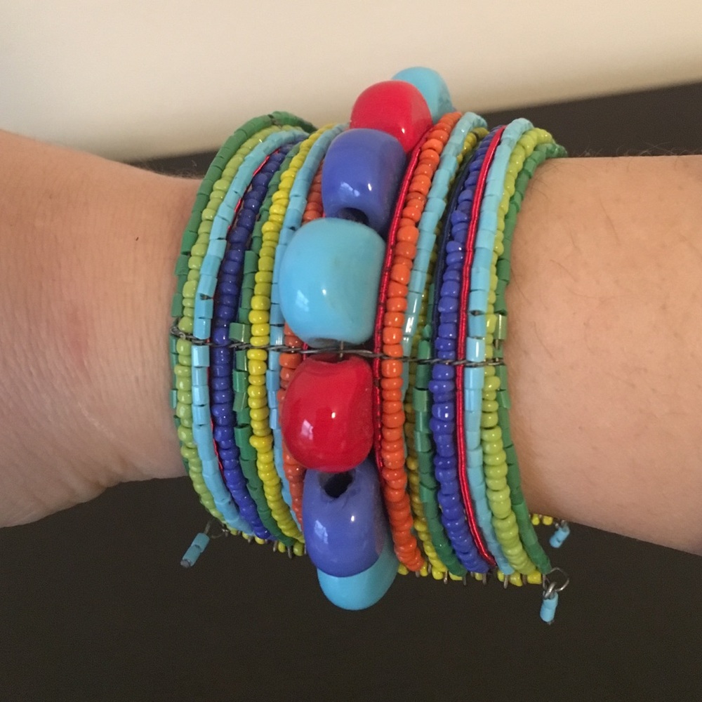Handmade Brazilian cuff bracelet. Made in Madrid, Spain. One of a kind