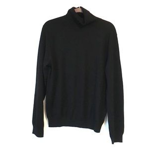 Black Extra Fine Merino Wool Turtleneck Sweater