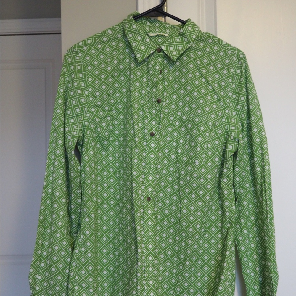 Target Green and White Patterned Button Up