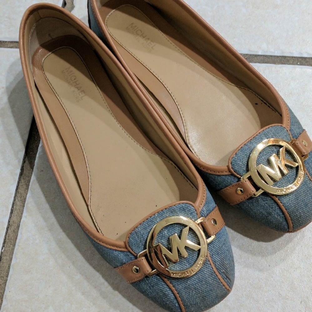 Michael Kors Denim/gold fulton flats Size 7.5