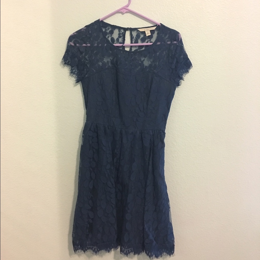 Blue Lace Dress with Eyelash trim