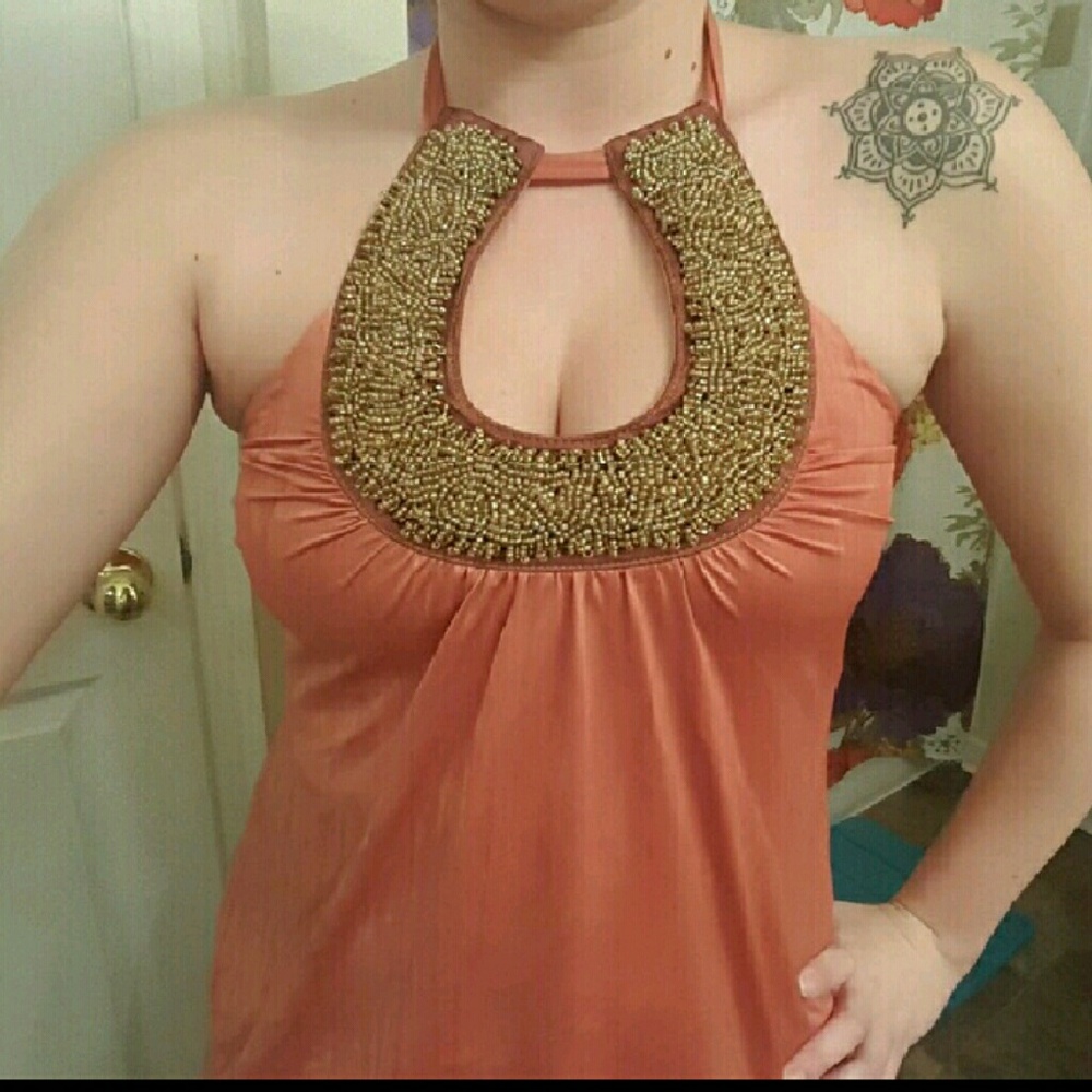 Sexy Coral Boho Top - Picture 1 of 2