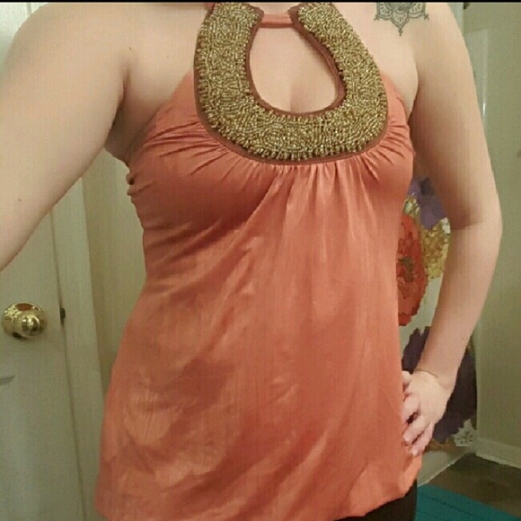 Sexy Coral Boho Top - Picture 2 of 2