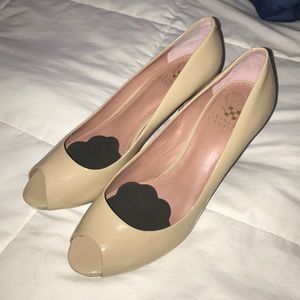 Vince Camuto Beige Peep-Toe Heels