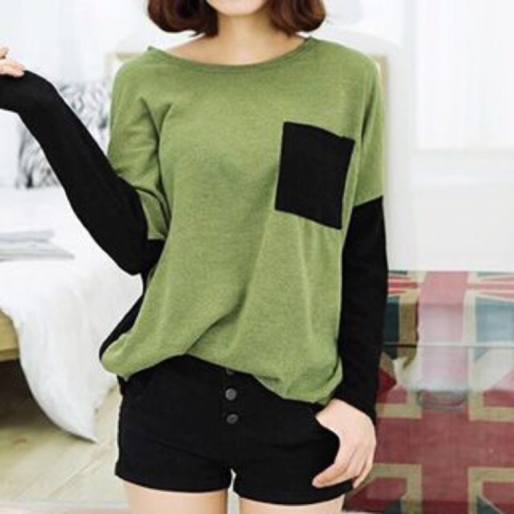 Child of spring black and green long sleeve shirt