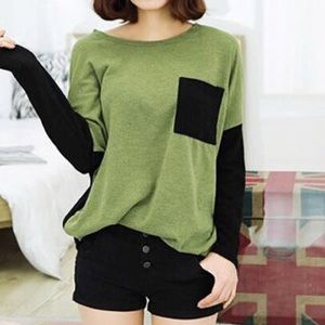 Child of spring black and green long sleeve shirt