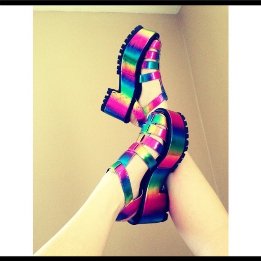 Rainbow platform sandals 🌈