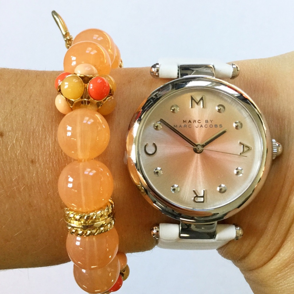 Marc Jacobs White Leather Strap Watch