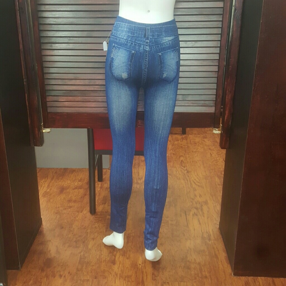 Blue jean looking lined Jeggings - Picture 2 of 4