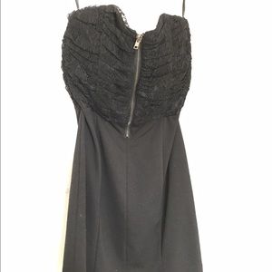 Black strapless mini dress