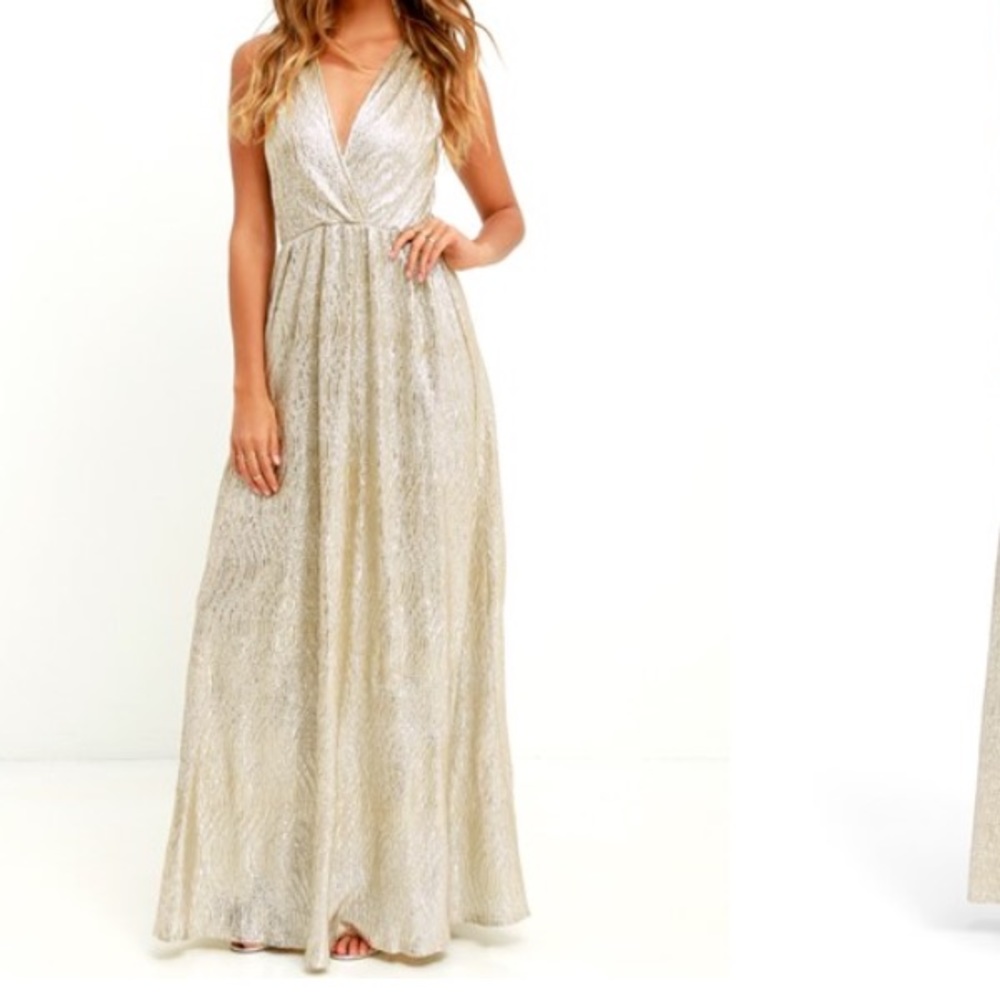 Gold V-neck Maxi Dress!