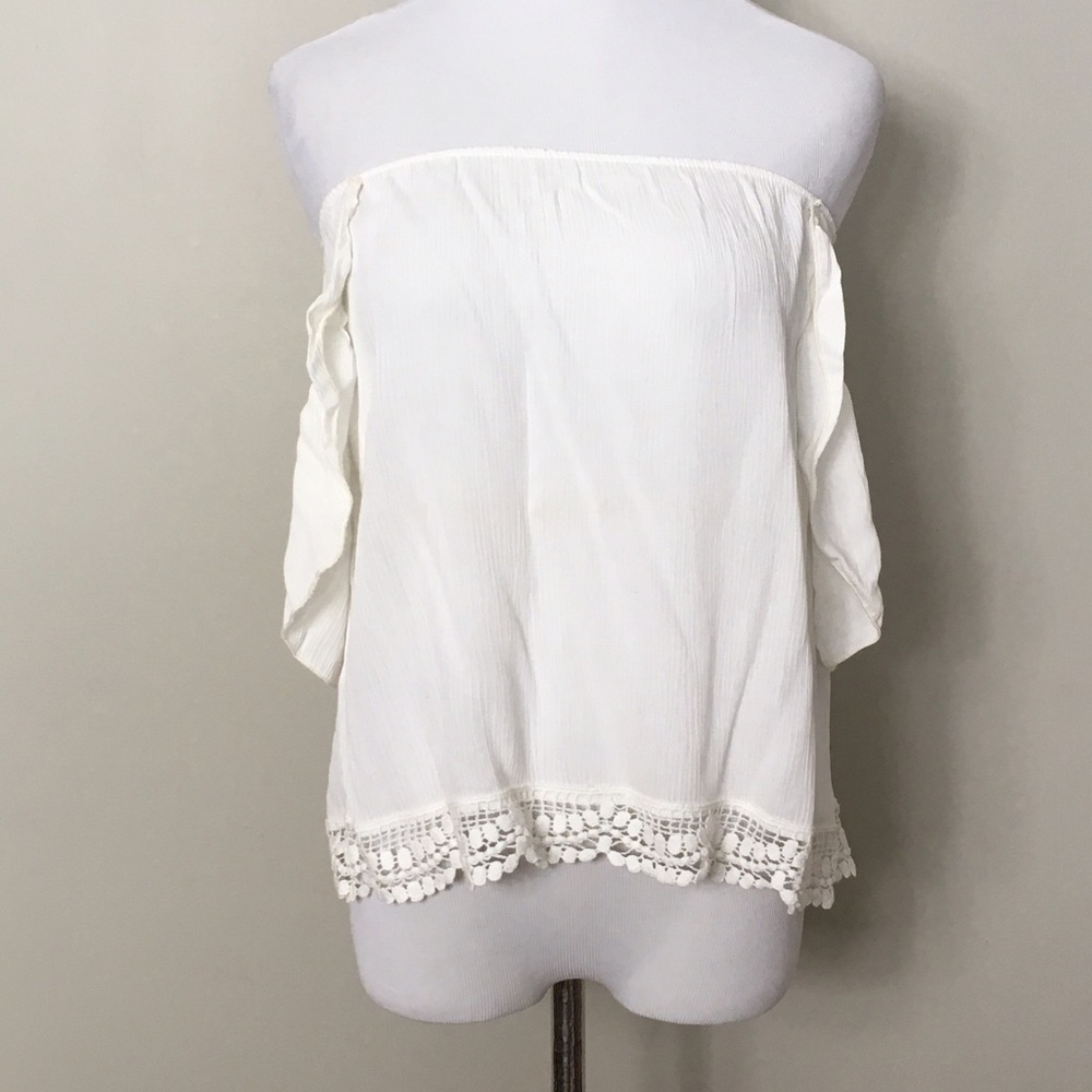 NWT boho off the shoulder white top - Picture 2 of 4
