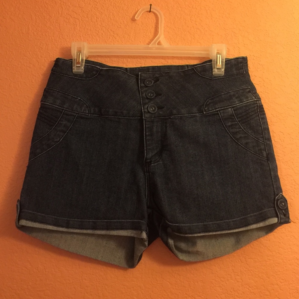 High Waist Dark Jean Shorts