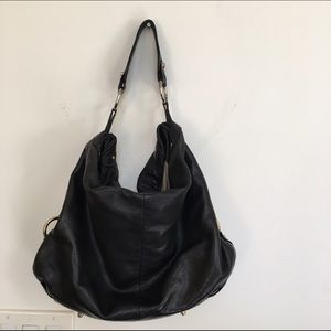 Borsetta Milano Black Leather Slouchy Hobo Bag