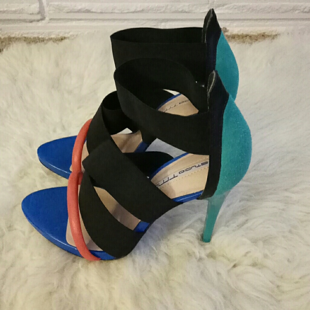 Bright, strappy heels