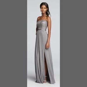 🎀David's Bridal Lace Bodice Strapless Gown🎀