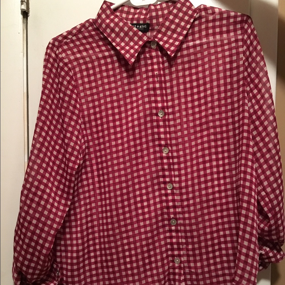 Plum checkered button down