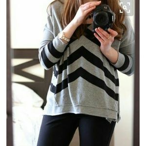 Renee C Chevron V Neck Sweater