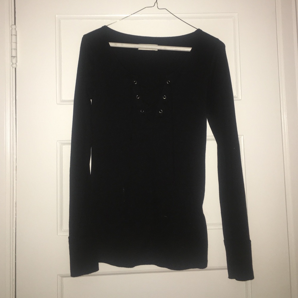black a&f lace up shirt